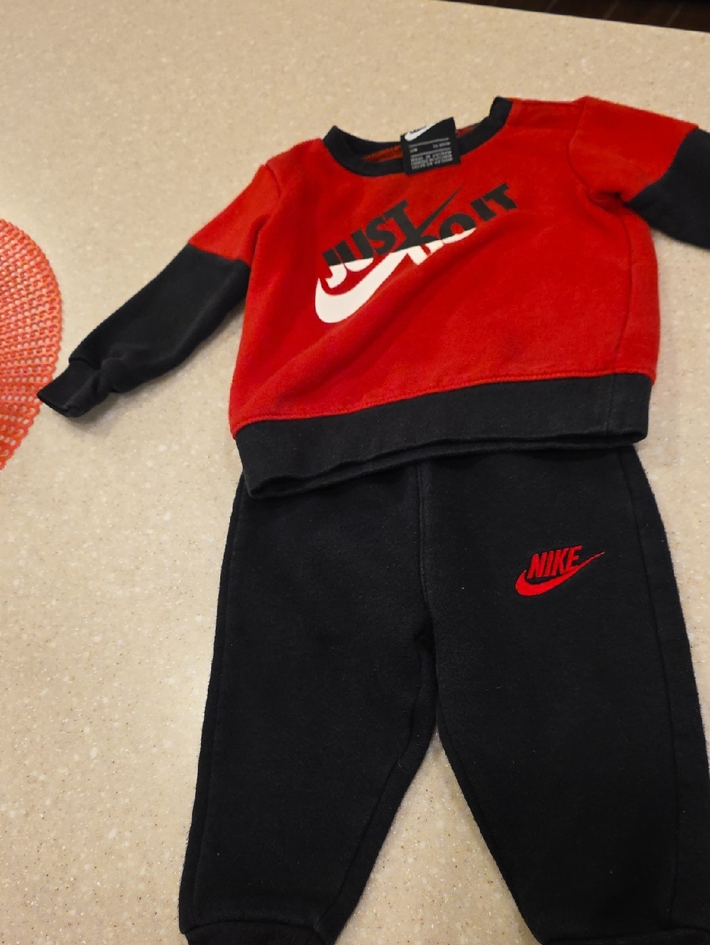 Nike Red and Black Toddler Fleece Pullover & Joggers Set